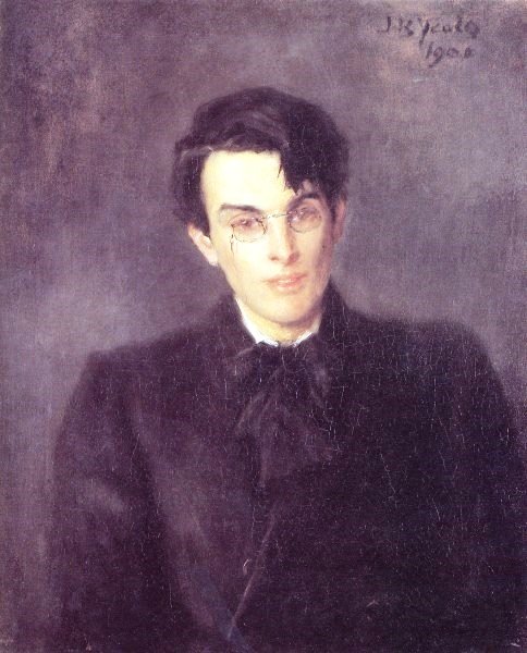“William Butler Yeats” by John Butler Yeats (1900) is an example of Irish art.